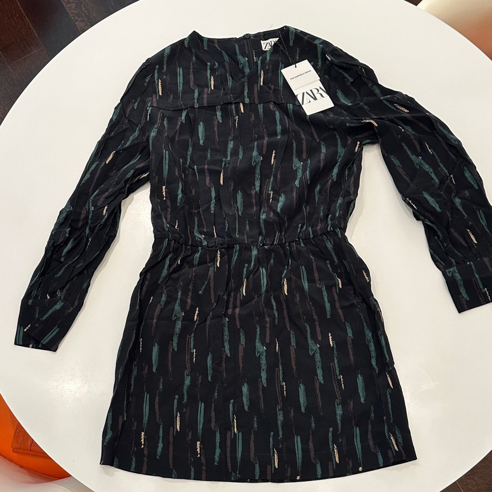 Zara Kids Black Dress with Green Accents
